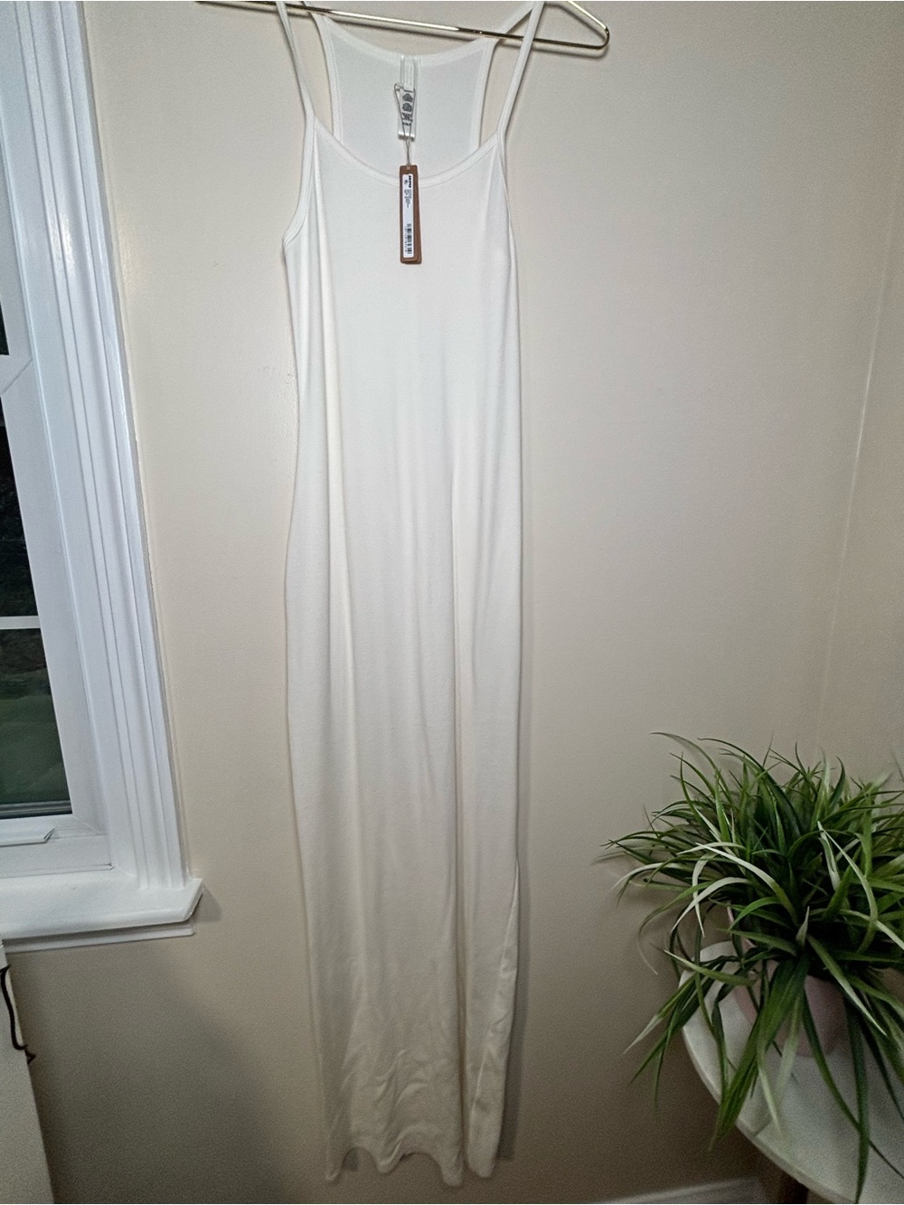 SKIMS Cotton Rib Long Tank Maxi Dress Marble Medium NWT